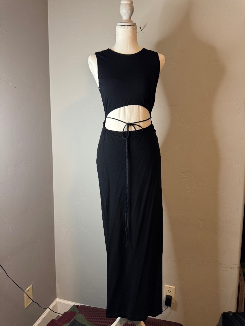 Donna Karan Long Maxi Black Dress, Size S
